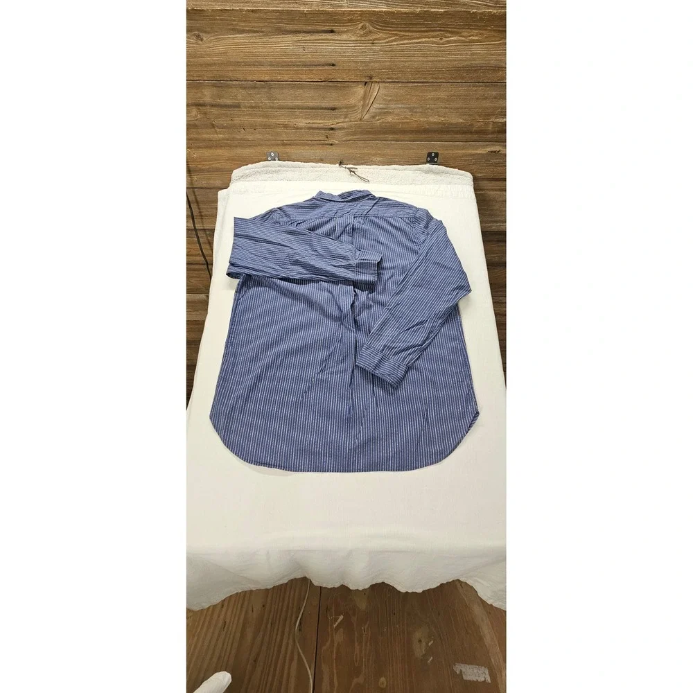 Lauren Ralph Lauren Denim Striped Button Up Shirt Blue White XL Womens